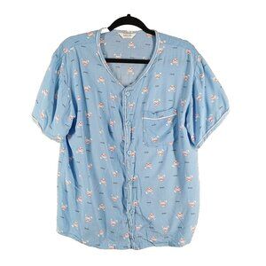 SOLO Women Sleepwear Top MEDIUM(8-10) Cotton Bunny Print Woven Casual